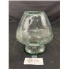 Image 2 : Vintage Hand Blown Green Glass Vase 6" H 5.5" Diameter