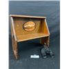 Image 1 : Vintage 12.5" x 12" Decorative Wall Shelf With Copper Fish Inlay and a pair of Binoculars