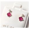 Image 2 : BZ784-34 10K YELLOW GOLD RUBY. DIAMOND EARRINGS