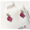 Image 3 : BZ784-34 10K YELLOW GOLD RUBY. DIAMOND EARRINGS