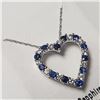 Image 2 : BZ784-4 SILVER CREATED SAPPHIRE 19" NECKLACE