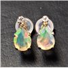 Image 1 : BZ784-19 10K YELLOW GOLD OPAL, MOISSANITE EARRINGS