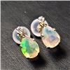 Image 2 : BZ784-19 10K YELLOW GOLD OPAL, MOISSANITE EARRINGS