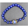 Image 1 : #111-NATURAL  LAPIZ LAZULI  CROWN BEAD  BRACELET