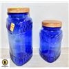 Image 1 : 2 COBALT GLASS JARS