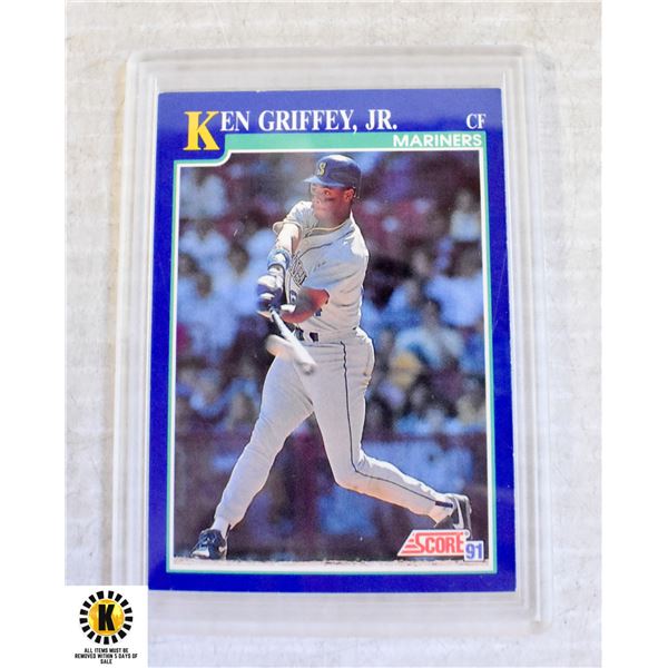 KEN GRIFFEY JR. CF MARINERS, SCORE 91 IN CASE