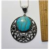 11) ROUND  COPPER & TURQUOISE PENDANT SET IN