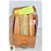 VINTAGE CURRY HORSE BRUSHES IN LEATHER ROLL CASE