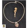 Image 1 : ESTATE AMETHYST PENDANT NECKLACE & AVON LADY PIN