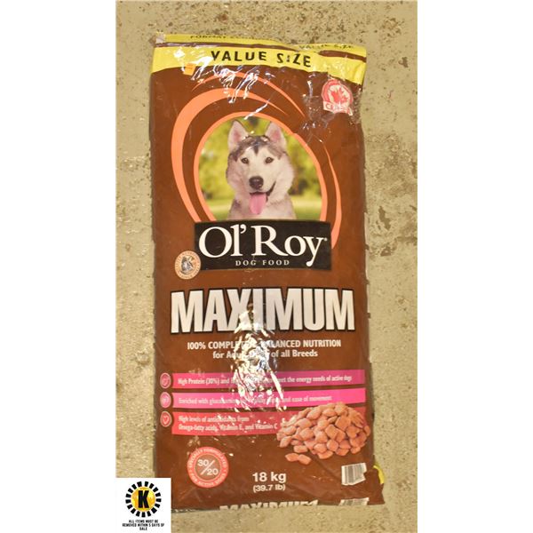 18 KG BAG OF OL #39 ROY DOG FOOD 18 KG BAG OF OL #39 ROY DOG FOOD