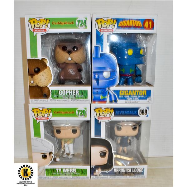 LOT OF 4 FUNKO POPS:  CADDIE SHACK, RIVERDALE AND