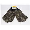 NEW 2PK GREEN CAMO SIZE LARGE GLOVES