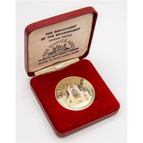 SOLID NICKLE SILVER GB TINTURN ABBEY - MEDAL CASE