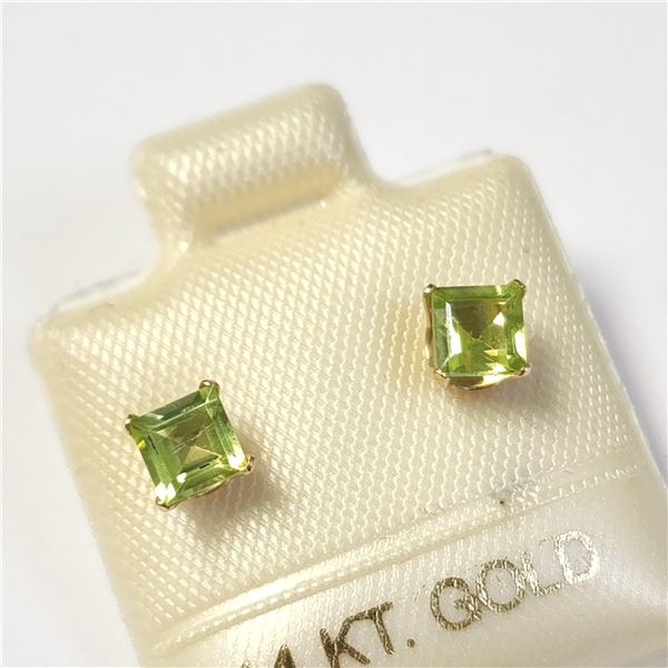 BZ1105-38 10K YELLOW GOLD PERIDOT(0.75CT) EARRINGS