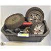 Image 1 : BOX OF 12 VARIOUS SIZED WHEELS