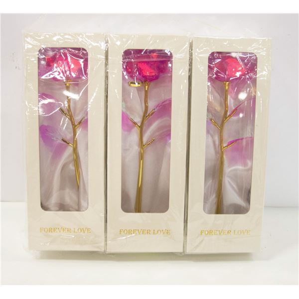 3 FOREVER LOVE 24K GOLD PLATED ARTIFICAL ROSES
