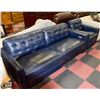 DARK BLUE LEATHER ELECTRIC RECLINING SOFA W/CHAIR