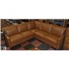 Image 1 : GENUINE LIGHT BROWN LEATHER SECTIONAL