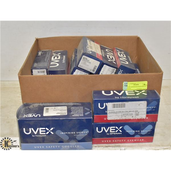 BOX OF ASSORTED UVEX SAFETY GLASSES