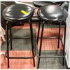 Image 1 : 2 BLACK 26" TALL ROUND CUSHION ROUND STOOLS