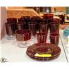 Image 1 : 19 PC CRANBERRY GLASS SET