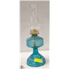 Image 1 : VINTAGE BLUE OIL LAMP 18" TALL