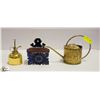 Image 1 : LOT OF 3 DECOR PIECES INCLUDES OIL CAN, WATERING