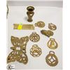 LOT OF 9 BRASS PIECES SOLD WITH 3 GOLD COLORED