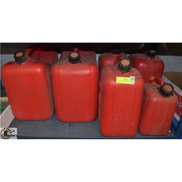 LARGE LOT OF GAS CANS ASSORTED SIZES