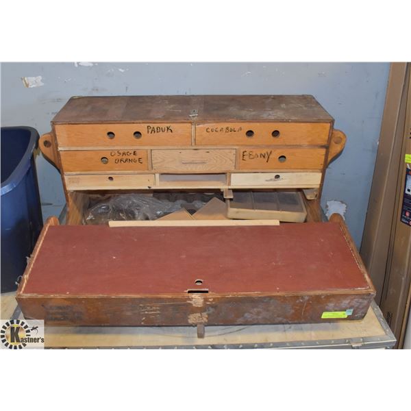 WOOD WORKERS BOX WITH HARLEY DAVIDSON EMBLEM ON IT