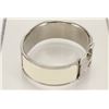 Image 2 : Hermes Ivory Metal Clic Clac Wide Bangle Bracelet PHW
