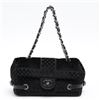 Image 1 : Chanel Black Checkered Velvet Leather Small Shoulder Bag