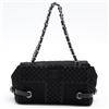 Image 2 : Chanel Black Checkered Velvet Leather Small Shoulder Bag