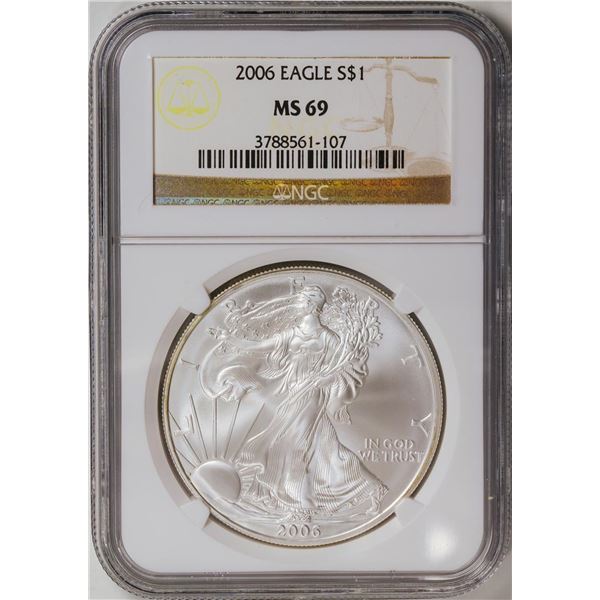 2006 American Silver Eagle .999 Fine Silver Dollar Coin NGC MS69