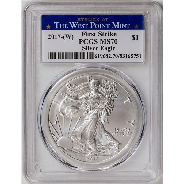 2017-W American Silver Eagle .999 Fine Silver Dollar Coin PCGS MS70