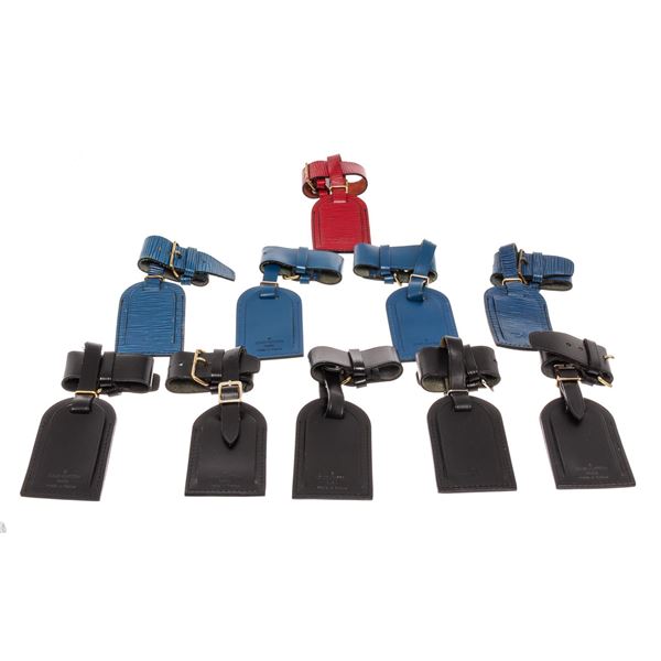 Louis Vuitton Pink Blue Black Luggage Tags Set 10