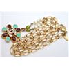 Image 1 : Chanel Gold-tone Metal Multicolor Lab-created Stones CC Logo Gripoix Chain Neckl