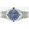 Image 4 : Rolex Mens Stainless Steel Blue Roman Diamond & Sapphire 36MM Oyster Perpetual D