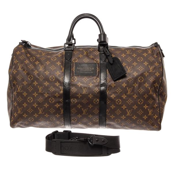 Louis Vuitton Brown Monogram Macassar Canvas Leather Waterproof Keepall Bandouli