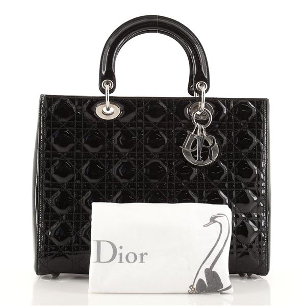 Christian Dior Lady Dior Bag Cannage Quilt Patent Large