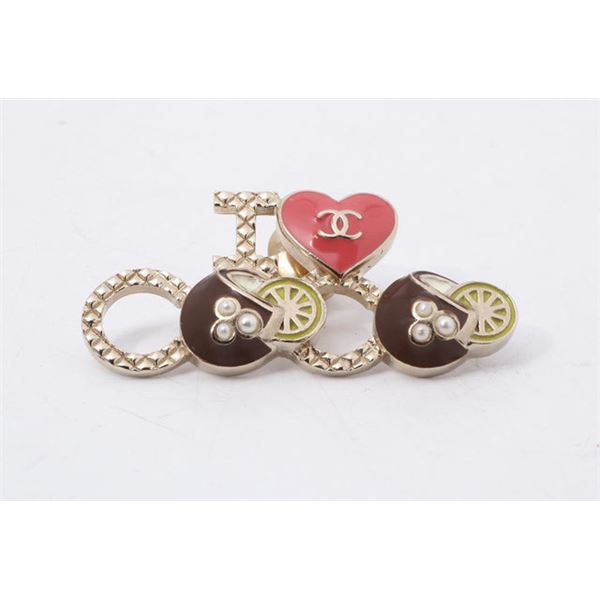 Chanel Silver-tone Multicolor I Love Coco Cuba Brooch