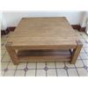 Image 2 : Large Modern Solid Wood Coffee Table w/ Undershelf 40" x 40" x 17"H