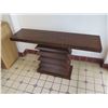 Image 8 : Long Wooden Console Table w/ Ridged Pedestal Base, Glass Top 59" x 16" x 34"H (see scratch)