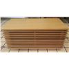 Image 1 : Low Slatted Wooden Side Table w/ Cutouts for Electronic Cabling 35" x 18" x 16"H