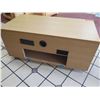 Image 8 : Low Slatted Wooden Side Table w/ Cutouts for Electronic Cabling 35" x 18" x 16"H