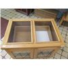 Image 2 : Wooden Glass-Top 2-Door Display Cabinet w/ 4 Interior Drawers 38" x 26" x 29"H (no key, open)