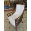 Image 2 : Wooden Curved-Back Chair w/ White Cushion & Back 22" x 22" x 39"H