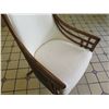 Image 8 : Wooden Curved-Back Chair w/ White Cushion & Back 22" x 22" x 39"H