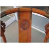 Image 8 : Lacquered Folding Asian Horseshoe Chair w/ Slatted Seat, Metal Ornamentation, 37" Back Ht.
