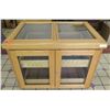 Image 1 : Wooden Glass-Top 2-Door Display Cabinet w/ 4 Interior Drawers 38" x 26" x 29"H (no key, open)